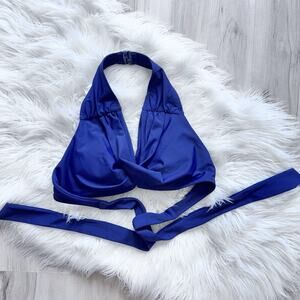 Boden Navy Blue Halter Tie Back Swim Top Size 4 beach pool